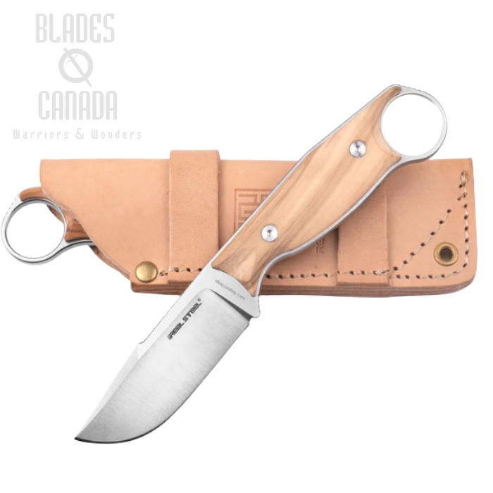 Real Steel Furrier Fixed Blade Harpoon Knife, N690, Olive Wood, 3612W